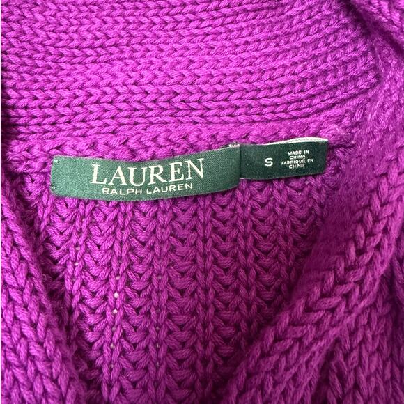 Lauren Ralph Lauren Oversized Cable Knit V-neck Sweater Purple Size Small - Picture 9 of 14